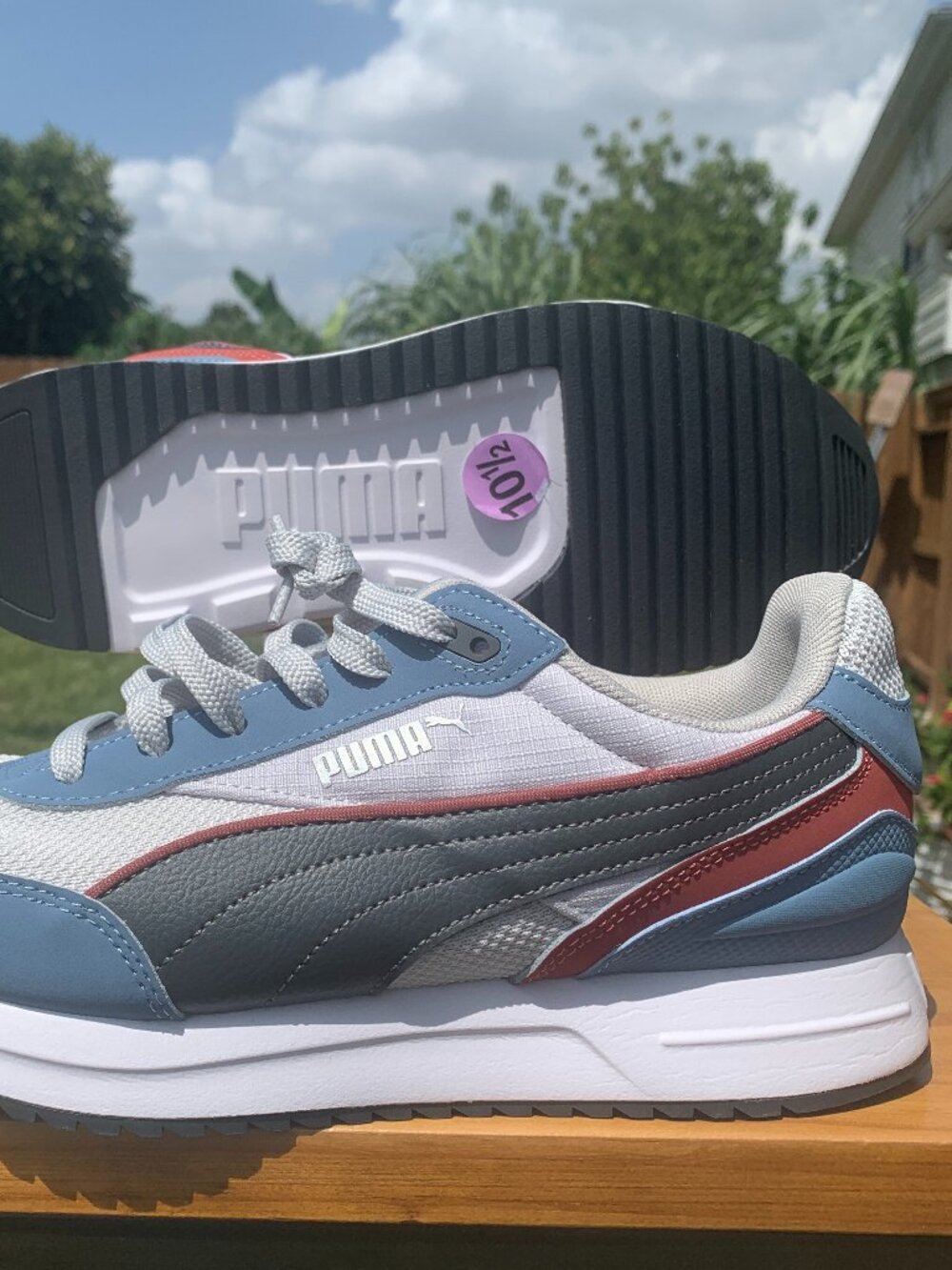 Puma Men's R78 Retro Running Sneakers Grey Blue Rust comfort  404025-07 US 10.5
